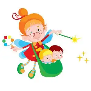 卡通人物的童话在包里的孩子插画