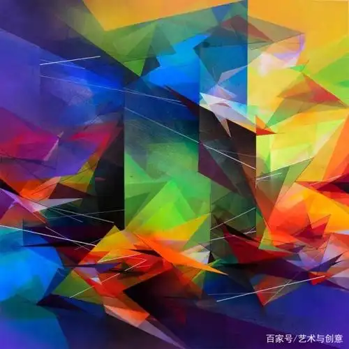 波兰壁画家pener用直线和鲜艳的色彩创作的抽象艺术作品