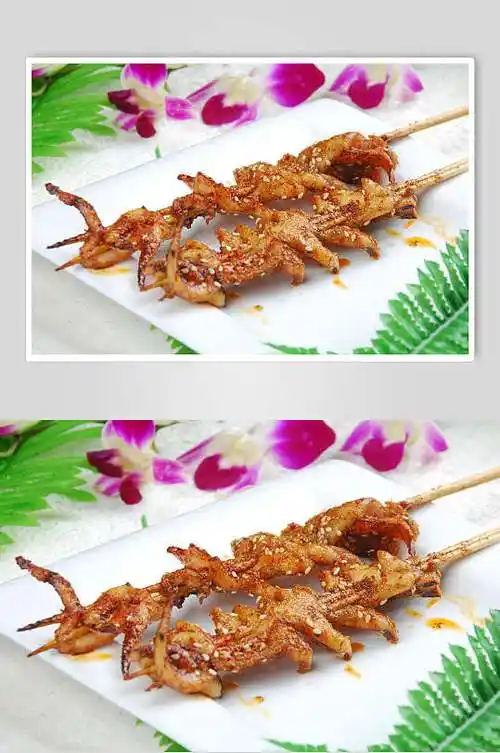 美味烤鱿鱼摄影图片