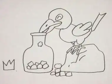 乌鸦喝水的瓶子儿童简笔画