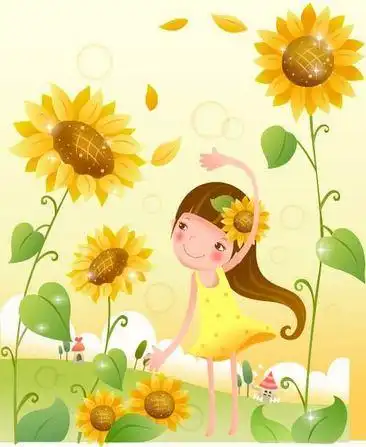 卡通向日葵花环素材