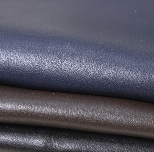 纳帕纹头层牛皮 真皮面料平纹细纹皮料整张全粒面黄牛皮