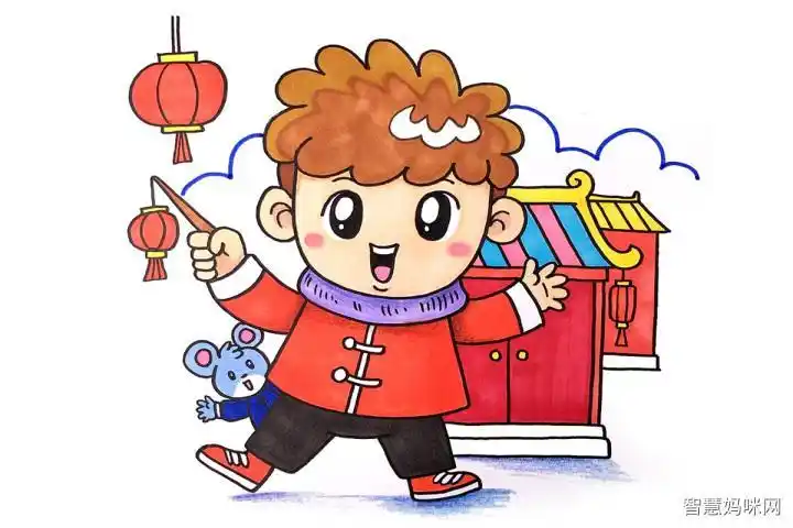 春节拜年简笔画图片