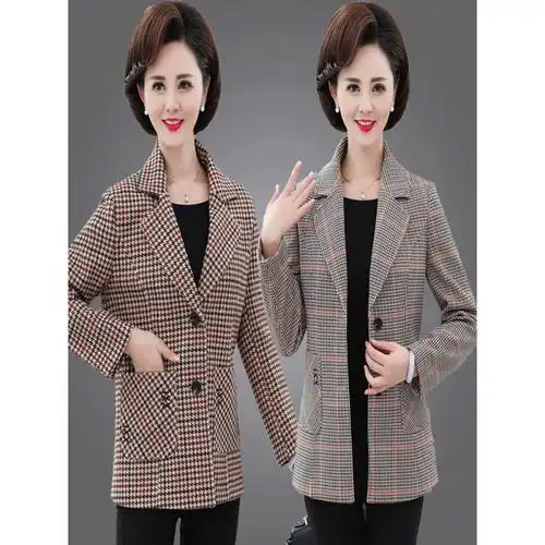 艳如飞新款中老年女装外套春秋装50岁40中年妈妈春装小西装短款老人