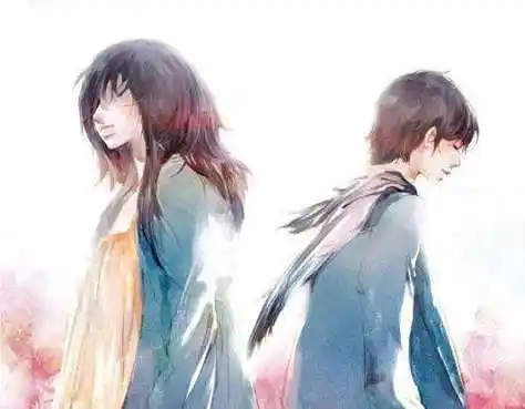 一张男生和女生在阳光下擦肩而过的动漫图片