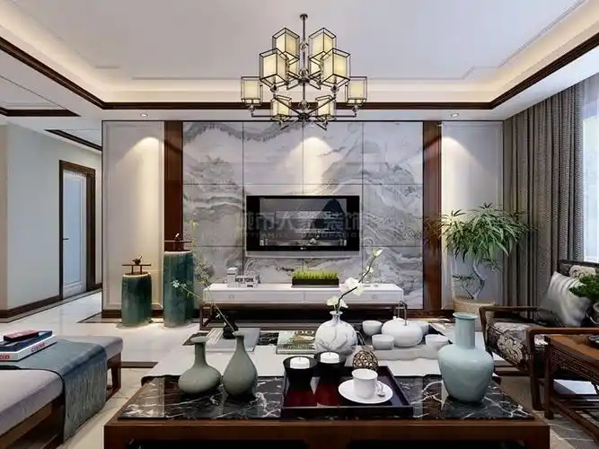 三居室中式风格客厅电视背景墙