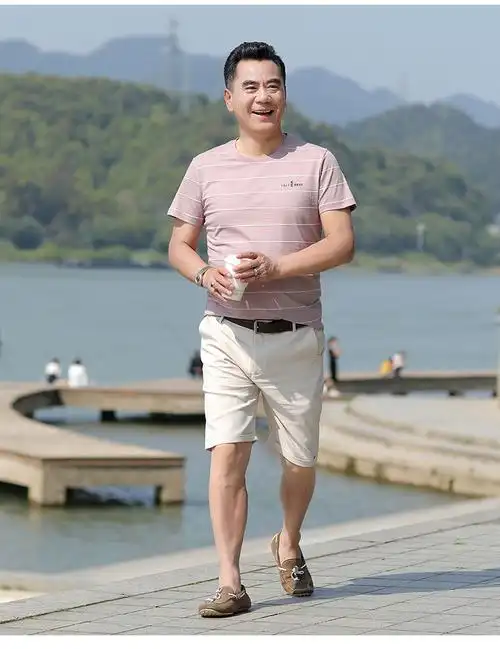 南极人中年爸爸装夏季薄款短袖t恤40-50岁中老年人男士休闲棉上衣