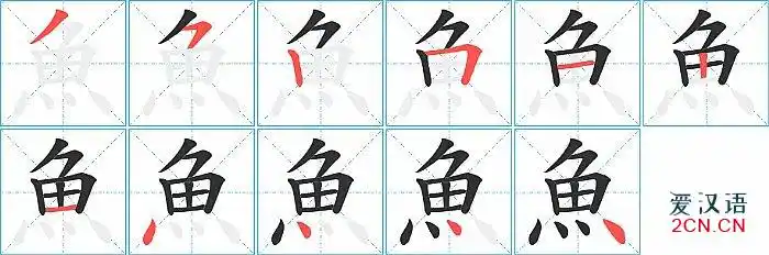 详情 03同部首同笔画同读音偏旁部首是"魚"的汉字笔顺查询鯓鮎鮓魶