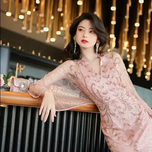 女神不败战袍王炸重工钉珠刺绣流苏串珠礼服连衣裙