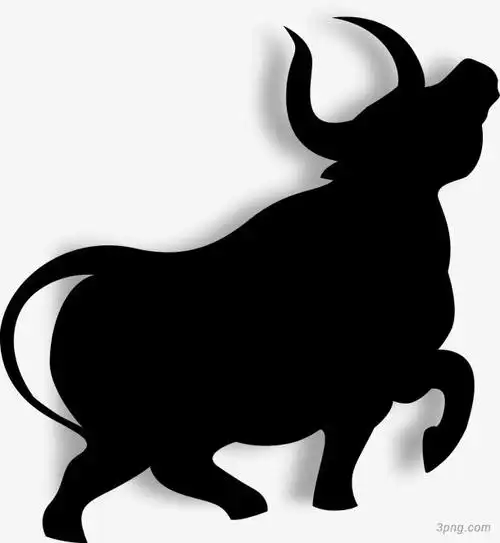 黑色福牛剪影png素材透明免抠图片-节日元素