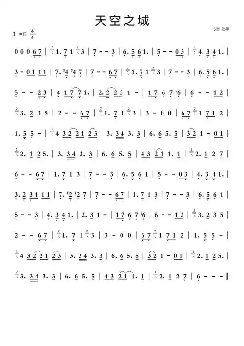 天空之城(改编版)智能简谱