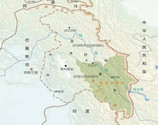 拉达克地区地理位置示意图
