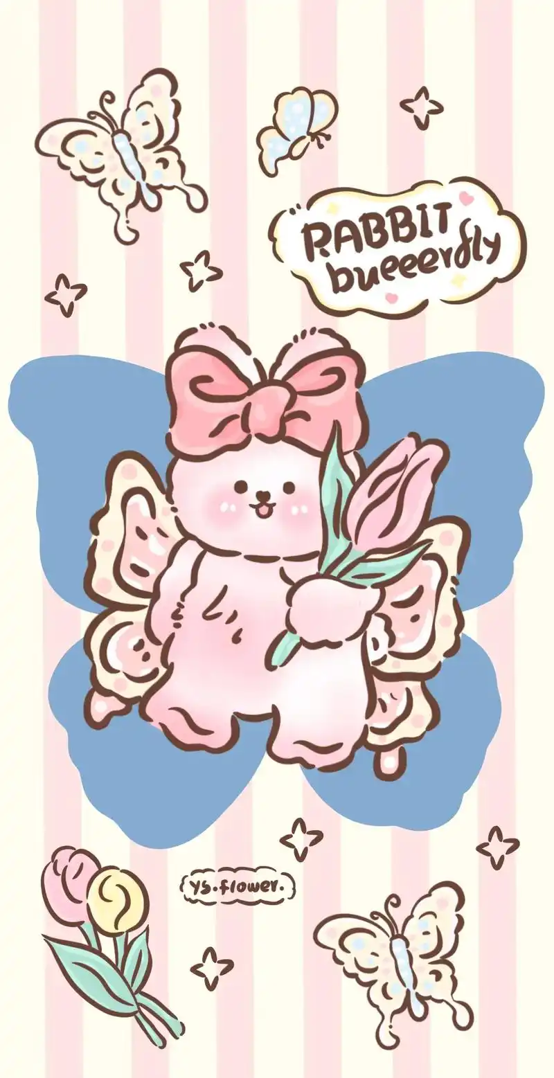 蝴蝶郁金香小兔手机壳图案