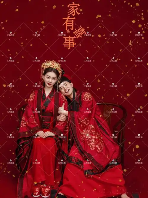 影楼情侣古装婚纱摄影拍照写真中式复古婚礼礼汉婚纱