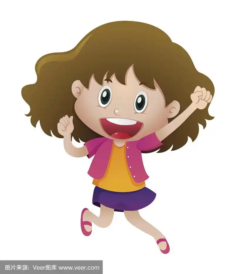 快乐的女孩跳起来