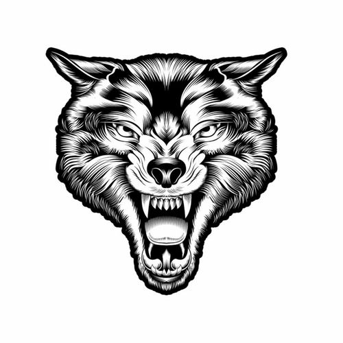 愤怒黑白狼头图案摩托霸气图腾车贴#04040