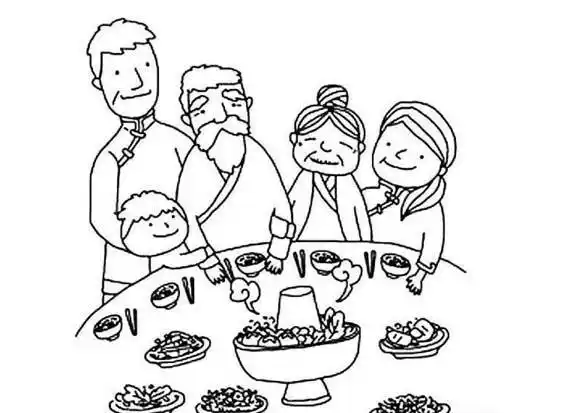 年夜饭的简笔画 年夜饭的简笔画怎么画的