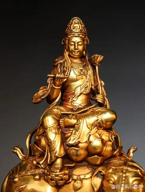 旧藏,铜鎏金普贤菩萨造像 重1762克,高16长13宽7.