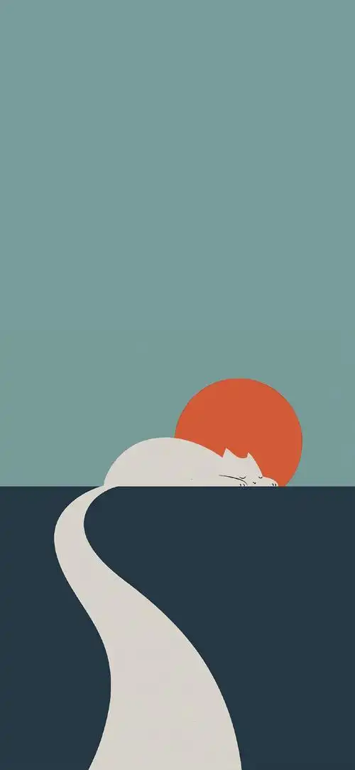 日系猫咪可爱插画高清手机壁纸