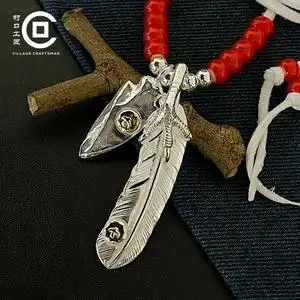 村口工匠高桥吾郎goros点金飞鸟蔷薇花中号m码矛头吊坠银羽毛项链