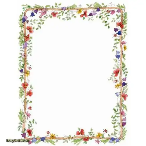 11张带有花朵叶子的可爱的空白纸张花边背景图片下载