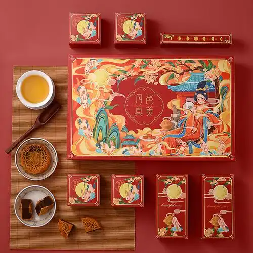 月饼包装盒子手提袋中国风高档复古中秋礼盒定制蛋黄酥月饼袋2021