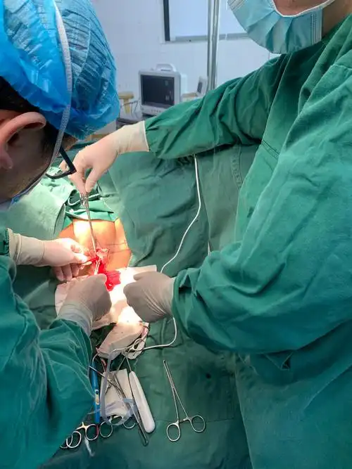 用通条经尿道口切口进入,沿体表划线由右侧穿出.