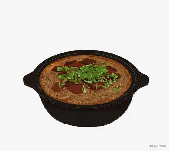 鸭血粉丝汤png素材透明免抠图片卡通手绘