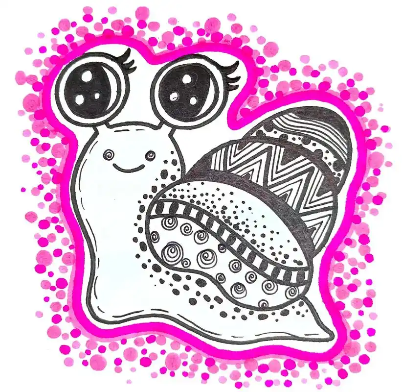 简单线描画|蜗牛96.#画画 #一学就会系列 #黑白线描画  - 抖音