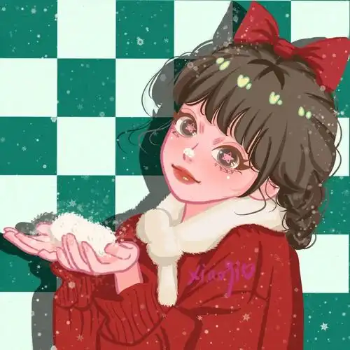 超可爱的手绘女生头像,红红火火的卡通头像