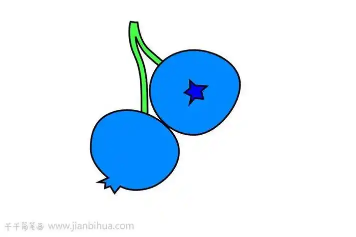 蓝色水果彩色简笔画