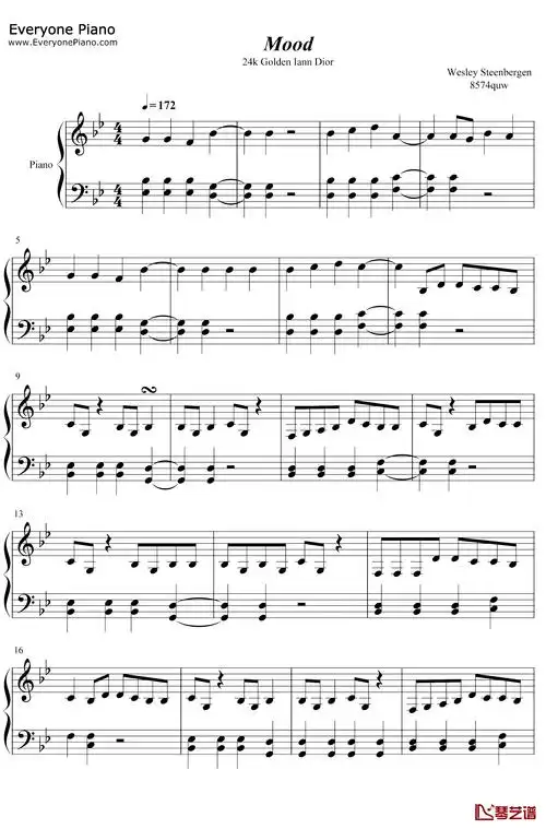 mood钢琴谱-24kgoldnianndior1