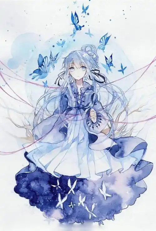 蓝色系水粉画 蓝色系水粉画玫瑰