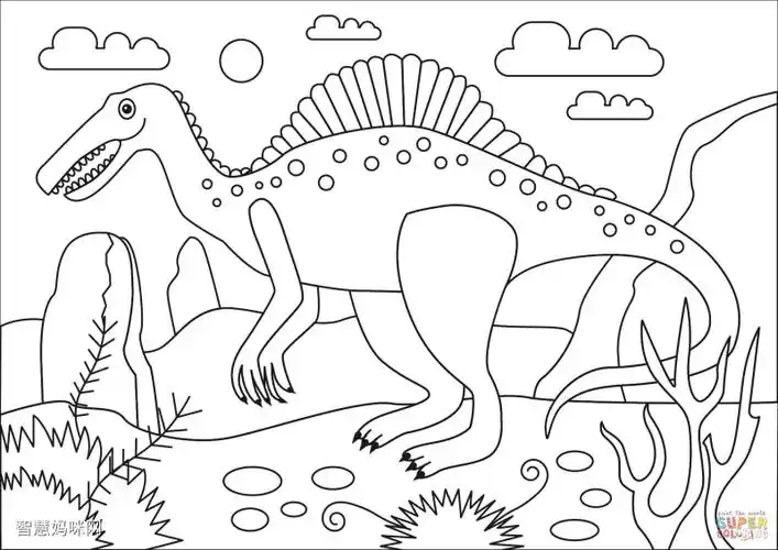 棘龙恐龙简笔画图片