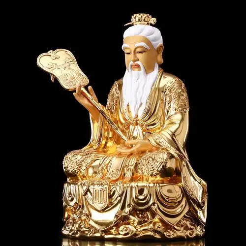涛羽太上老君纯铜贴金三清神像道教祖师供奉摆件