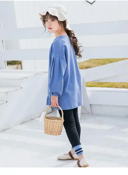 茵曼童装女童卫衣套装打底裤春秋新款大儿童宽松上下衣两件套