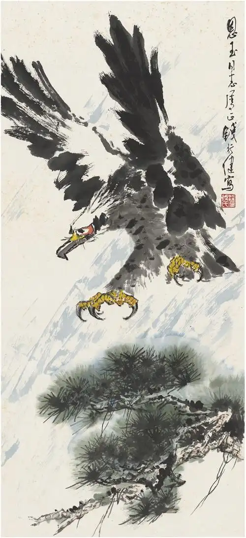 钱行健69为贾恩玉作68松鹰图