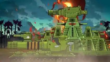 坦克世界动画:kv44坦克在炮火中前行