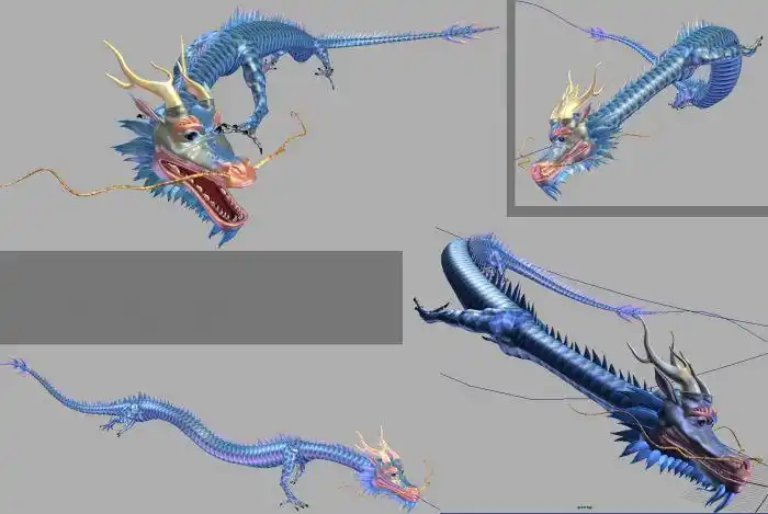 3d模型中国龙2条带骨骼绑定动画