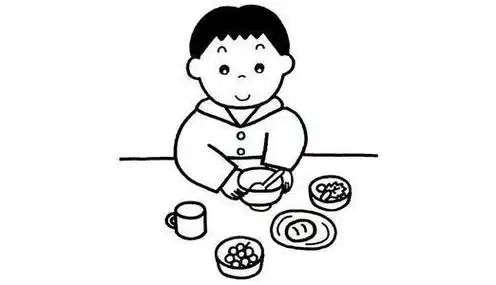 自己吃饭简笔画吃早餐儿童画怎么画吃早餐简笔画步骤小朋友吃饭怎么画
