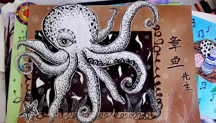 章鱼手工线描