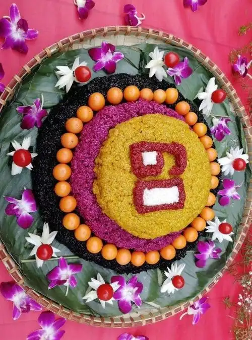 三月三糯米饭创意拼盘,壮乡三月三五色糯米饭-图片大观-奇异网