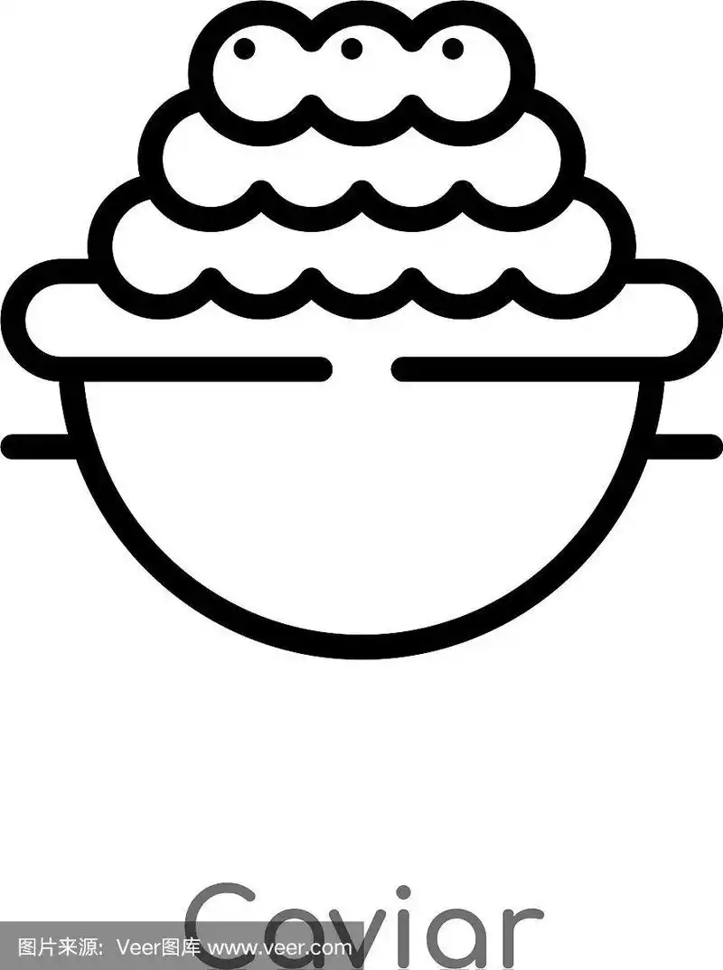 轮廓鱼子酱图标孤立黑色简单线