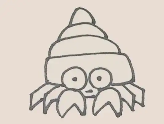 寄居蟹简笔画的画法步骤图教程