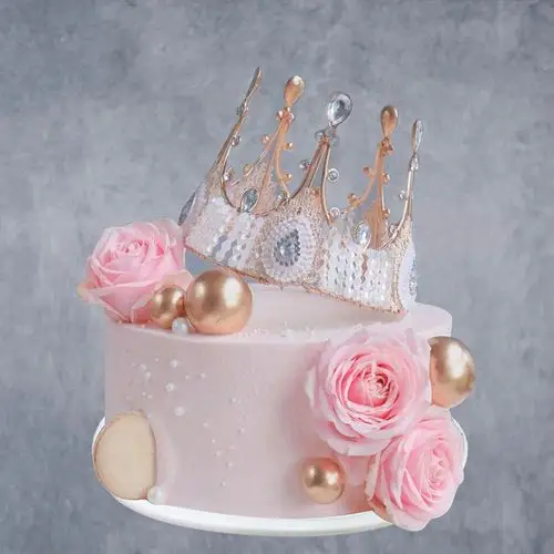 2020仿真生日蛋糕模型网红新款女王皇冠鲜花定制塑胶样品摆设道具