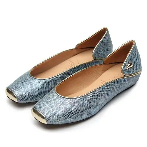 ajoy sahu方头单鞋女2019新款舒适平底鞋女浅口百搭真皮女鞋