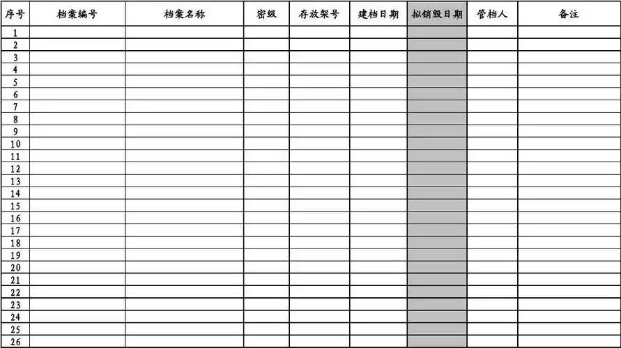 档案目录索引表 第1页