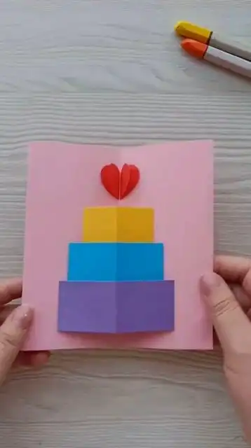 1分钟教大家制作好看的小贺卡哦.#纸艺制作