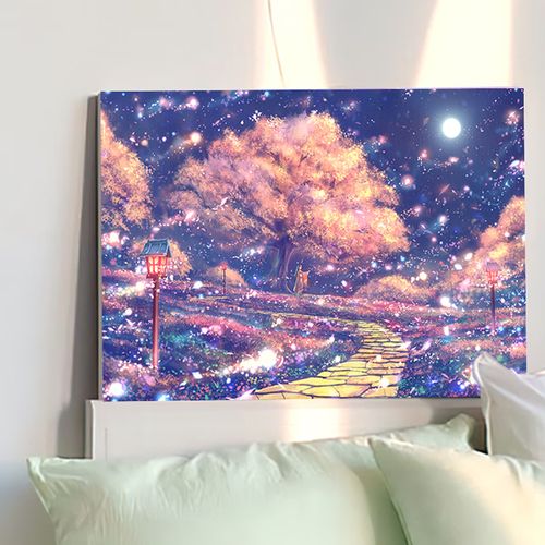 星空下的樱花树【全套材料】无框