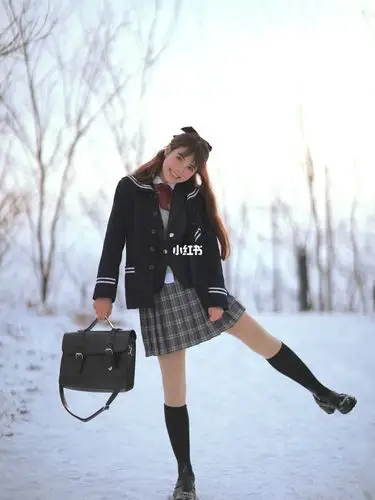 jk校服冬日雪景日系写真日剧里女主